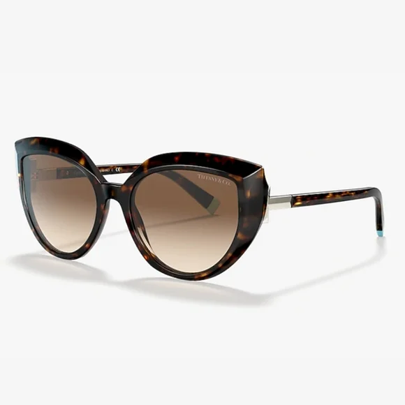 Tiffany & Company TF4170 Logo T Cat Eye Sunglasses in Havanah Brown.  MA#621 - Picture 3 of 17
